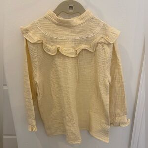 Rylee + Cru Cream Ruffle Long Sleeve Top. Size 6/7